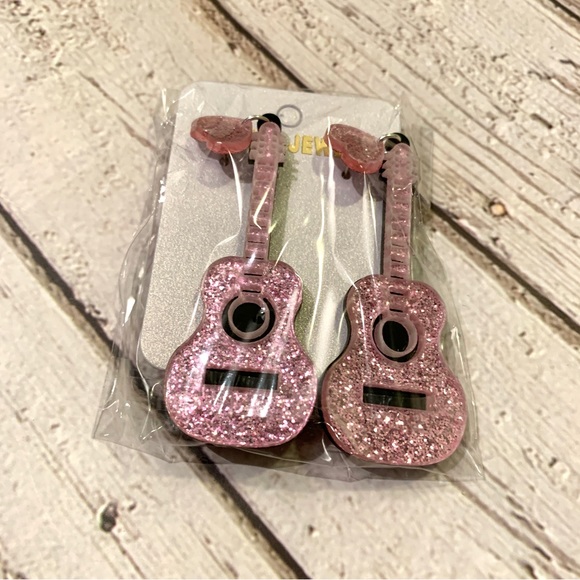 NEW pink glitter guitar western earrings Taylor swift eras tour - Picture 3 of 4